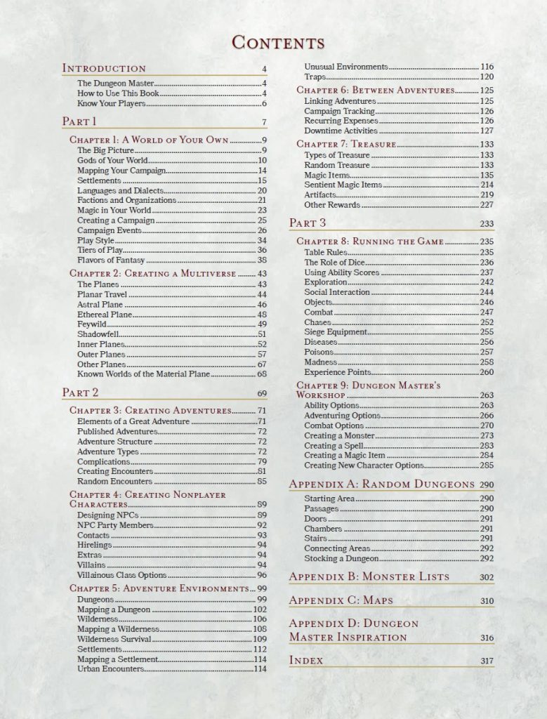 Dungeon Master's Guide Table of Contents Preview UPDATED! Tribality