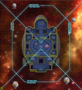 The image displays the ship interior as well as the battlefield to run spaceship combat with ease
