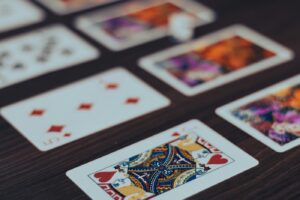 Playing cards laid out on a table
